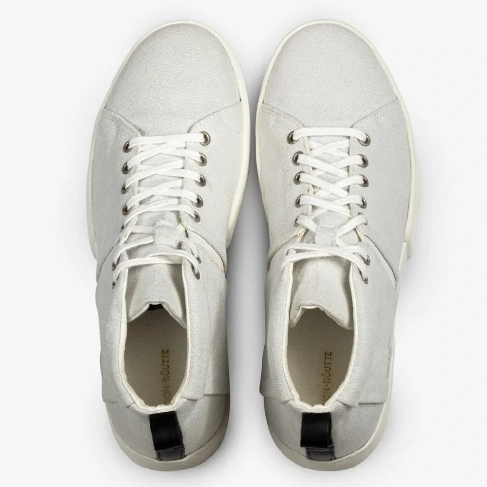 Von-Routte Lyon Mid Top Canvas Sneakers Off White‎ Mens Shoes Size 41 (US 8)
